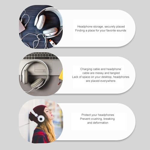 Headphone Stand, Gaming Headset Holder, Earphone Stand with Aluminum Supporting Bar, ABS Stable Anti Slip Base, for All Over Ear Headphones - Image 5