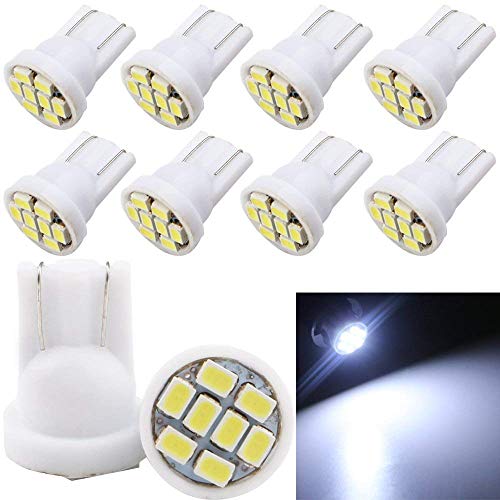 Yolu T10 LED 8-SMD 1206 T10 W5W LED Bulbs Super Bright White Interior Replacement Side Lights 168 194 2825 Wedge Bulbs for 12V License Plate Dashboard Side Marker Light Map Dome Lamp (10 Pack)