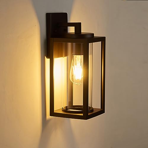 Image of MICSIU Oil Rubbed Bronze 13 Inch Exterior Light Fixture 1 Pack Industial | Waterproof Outdoor Wall Sconce Lights, Clear Glass Outside Light for House, Garage, Patio, Garden
