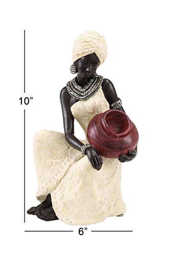 Figura Decorativa Mujer Africana Polystone 6x6x10 Cream miniatura 6