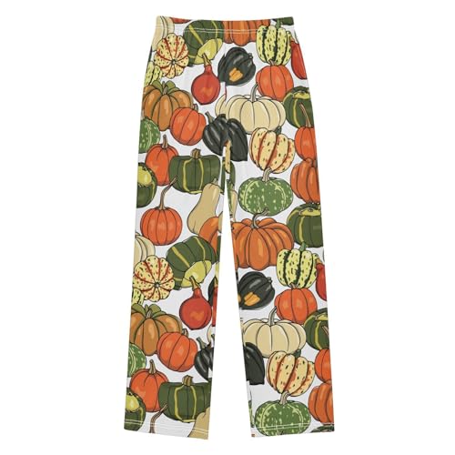Colorful Pumpkin Boys Long Pants Soft Trousers Elastic Waist Kids Lounge Bottoms with Pockets S-XL - Main Image