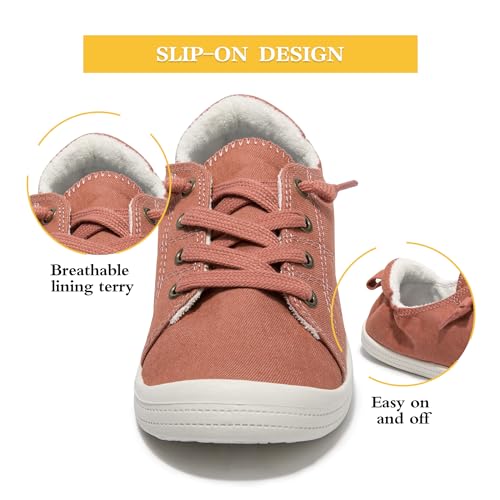 Image of FUNKYMONKEY Slip-On Canvas Sneakers for Women, Comfortable Lightweight Lace-Up Flat Casual Tennis Shoes Breathable Walking Shoes for Everyday Wear
