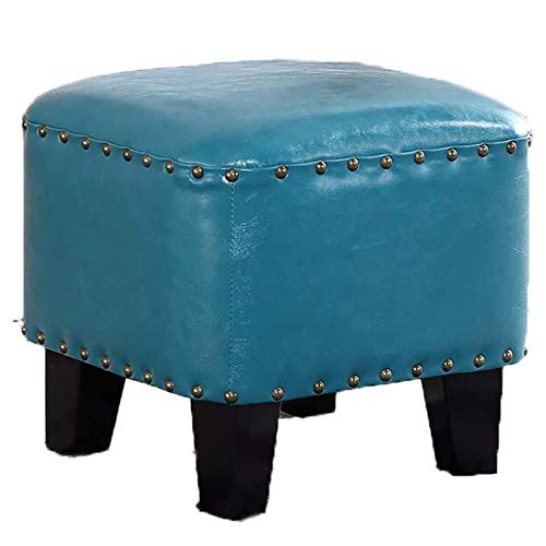 Petit repose-pieds ottoman en similicuir et bois stable, pouf de salon 200 kg