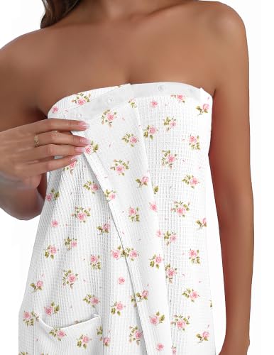 Image of Ekouaer Waffle Robes For Women Bath Wraps Lightweight Bathrobe
