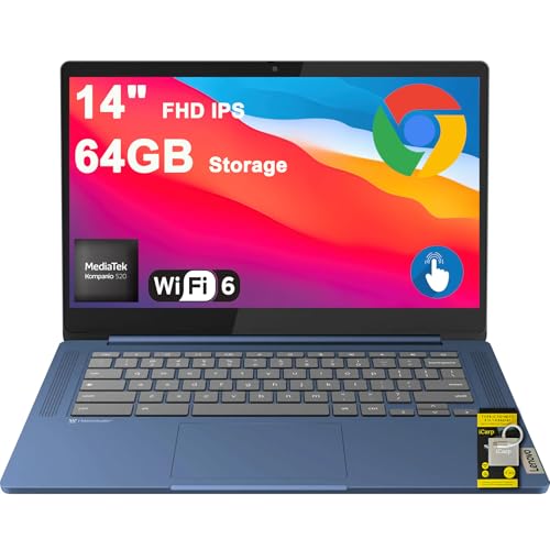 Image of Lenovo IdeaPad Slim 3 Chrome Laptop 14" FHD Touch (100% sRGB) MediaTek 8-core Kompanio 520 4GB RAM 64GB Storage Privacy Camera Type-C Long-Lasting Battery ICP Hub