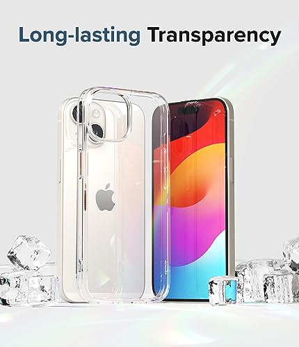 Image of Ringke Fusion Compatible with iPhone 15 Case Cover Transparent Hard Back Soft Flexible TPU Bumper Scratch Resistant Natural Form iPhone 15 Back Cover - Clear