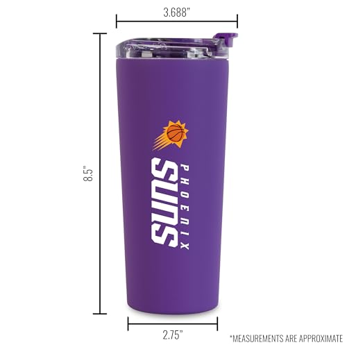 Image of Rico Industries NBA Basketball Phoenix Suns Purple 24oz Stainless Steel Tumbler with Lid and Dual Functioning Lid