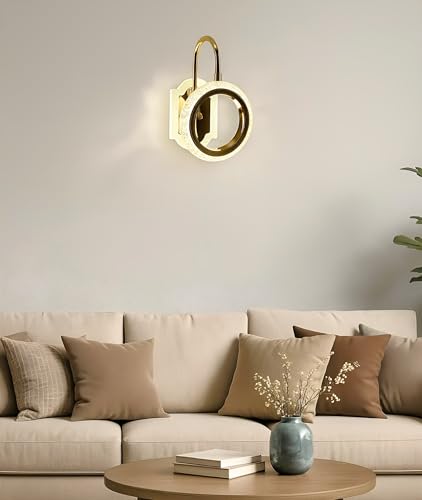 Image of FILLISKA Luxurious Acrylic Crystal Wall Lamp with Adjustable Colour Changing Function, Elegant Finish (FrenchGold-61282LND)(1 Year Warranty)