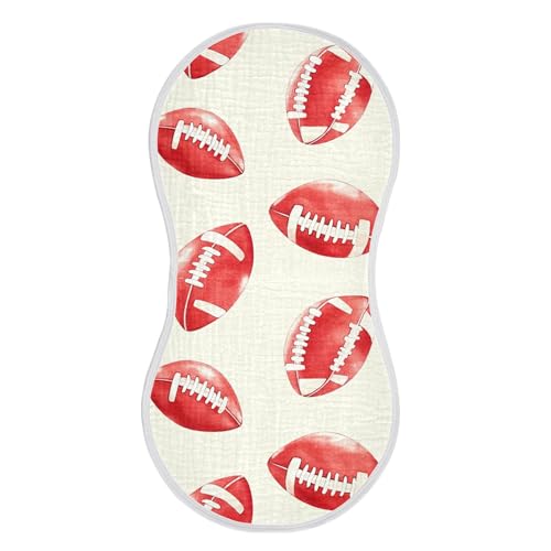 xigua American Footballs Baby Burp Cloths for Newborn Boys and Girls 2 Pack, Soft & Absorbent Cotton Baby Burp Cloth, Baby Washcloths, Newborn Towel, Burp Rags