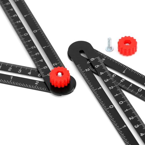 QWORK® Template Tool, 12 Sides Winkelschablone Multi Winkel Lineal mit Tile Positioning Aperture für Architekt Fliesen Tischler Holzarbeiten Plasterer