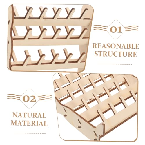 Image of Spool Stand Display Shelves Display Shelf Spool Holder Storage Stand for Spool Thread Holders for Spools of Thread Desktop Thread Holder Wooden Sewing Thread Line