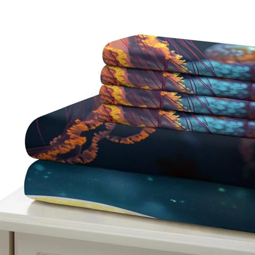 Housse de couette méduse 3D imprimé premium en microfine douceur océanique - 7