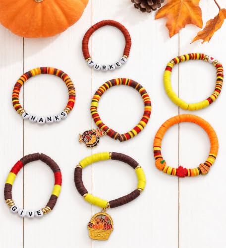HSHFAMIIY 7 Pack Thanksgiving Bracelets, Heishi Bracelets for Women Teens - image 4