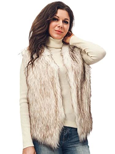 Aukmla Women's Faux Fur Vest Short Sleeveless Coat Jacket Winter Warm Waistcoat Outwear for Spring Autumn and Winter