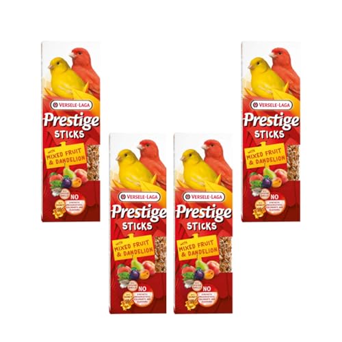 Versele-Laga Prestige Sticks Canaris Fruits Mixtes & Pissenlit | Pack de 4 | 4 x 60 g | Snack pour Canaris | sans conservateurs, colorants ou arômes synthétiques