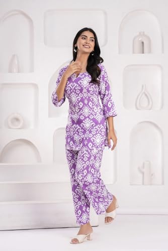 Image of YAZIA Women Cotton Lounge Wear Set - Printed Top & Pyjama Co-Ord Set | Soft Breathable Fabric | Daily, Nightwear & Home Wear | Small to 3XL
