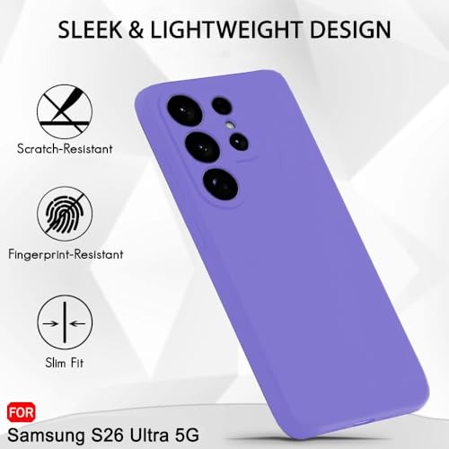 Image of TheGiftKart for Samsung S26 Ultra Case, Liquid Silicone Cover, Soft Micro-Fibre Lining Inside, Raised Edges for Camera & Screen Protection, Shockproof Galaxy S26 Ultra Back Cover (Silicone, Violet)