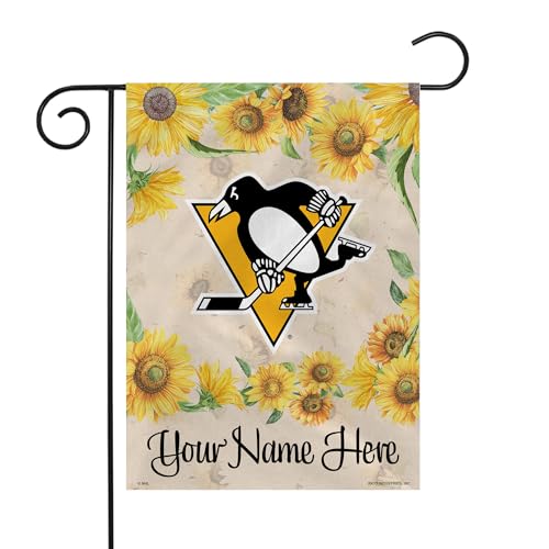 Rico Industries NHL Hockey Pittsburgh Penguins Sunflower Personalized Garden Flag