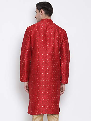 Image of VASTRAMAY Men's Blue Cotton Silk Blend Kurta
