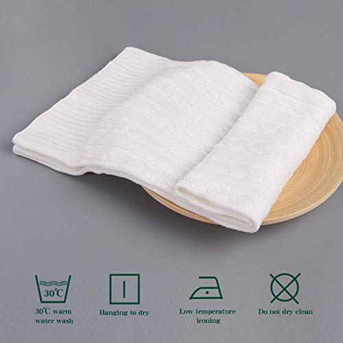 Image of NTBAY 100% Pure Cotton Cable Knit Toddler Blanket, Super Soft Warm Breathable 30x40 Baby Blanket for Crib, Stroller, Nursery, Travel, Newborn, 30x40 Inches, White