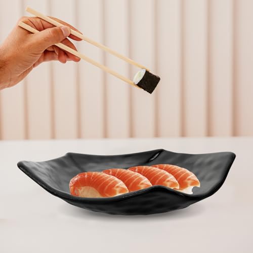 Plato creativo para sushi de 9 pulgadas melamina negra miniatura 4
