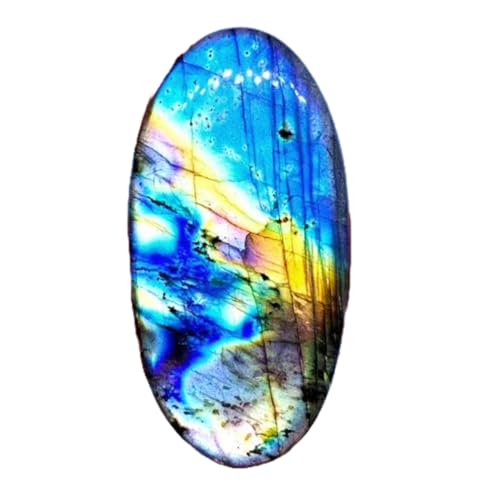 Labradorite naturelle 45x23mm | Cabochon pour réparer ou assembler bague et pendentif DIY