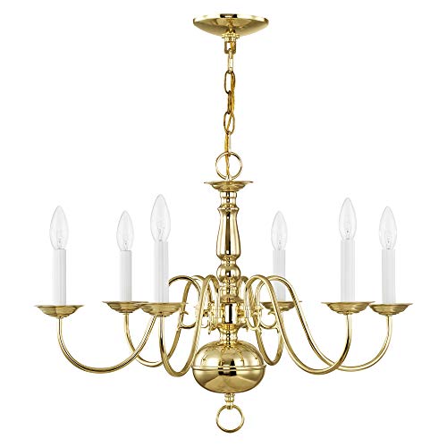 Image of Livex Lighting 5006-02 Williamsburgh 6-Light Chandelier, Polished Brass