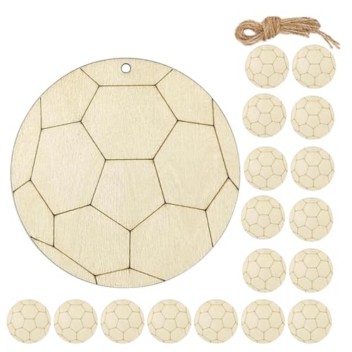 32 Stück Holz-Ausschnitte Fußball & Helm - 12 Cm - Zum Bemalen & Basteln Für Deko, Partys & Geschenke