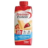 Premier Protein Shakes, Strawberries & Cream, 11 Fluid Ounce (Pack of 18)