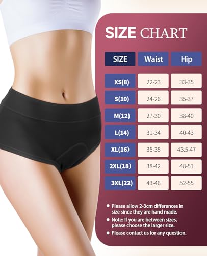 Rfogjv Period Pants For Women Heavy Flow High Waist Leakproof Menstrual Period Underwear Mesh Breathable Extra Protective Postpartum Panties Pack Of 3,Black,M - 8