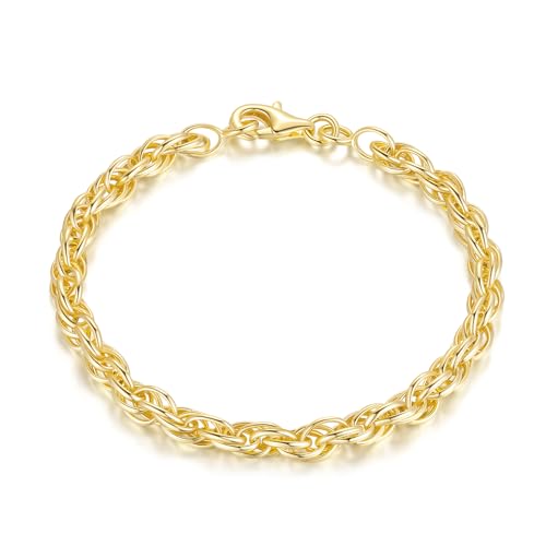 MELELIFE 14K Gold Bracelets for Men & Women Layer Rope Chain Bracelets 4.5mm Dainty Gold Bracelet Mens Bracelet Jewelry Presents 6.5-9in
