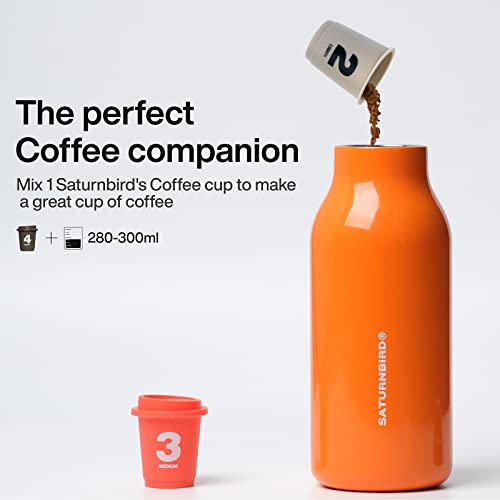 Saturnbird 15 Oz Water Bottle Coffee Tumbler, Orange, Double-Wall Vacuum Insulated Stainless Steel Thermos, 360 Degree Leak Proof #TOP4