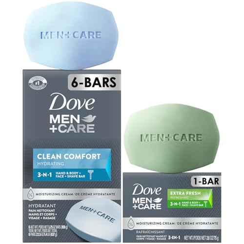Dove Men Care Body + Face Bar Soap, Clean Comfort Mild Formula, 3.51 Oz (100g) - 4 Bars