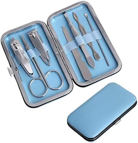 Set de coupe-ongles, Ensemble de manucure, coupe-ongles, ciseaux, Kits de toilettage de voyage, étui, coupe-ongles, outils d'art des ongles, 7 pièces