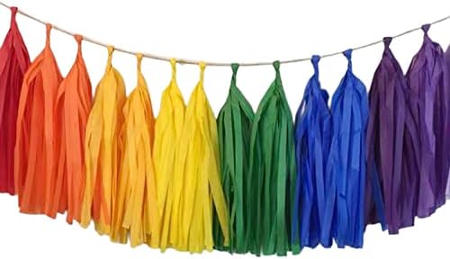 30pcs Rainbow Party Garlands Colourful Paper Tassel Garland Pride Party Tassel Garland Banner for Birthday LGBT Festival Party Bridal Shower High Chair Banner Neutral Rainbow Party Decorations