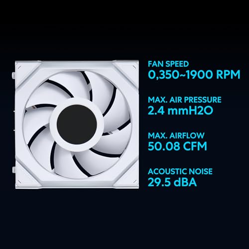Lian Li UNI Fan SL LCD Wireless 120 ARGB Fan - Triple Pack - Normal Blade (NOT Reverse) - 1.6" LCD - 2.4 GHz Wireless Signal Control - Daisy-Chain Design - Controller Included - White (12SLLCD1W3W) by Lian Li - Image 6