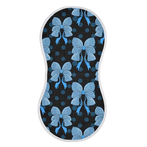 xigua Blue Bows Muslin Baby Burp Cloths Set of 1, Super Soft & Absorbent Burping Rags, Cotton Burp Clothes Shower Gift for Newborn, Baby Girls and Boys