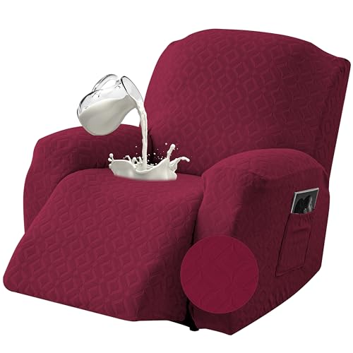Genina Waterproof Recliner Chair Cover,XL-1 Seat Couch Cover,Wine Red