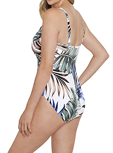 Penbrooke Shape Solver Women's Tropicali Surplice Mio Soft Cup Tummy Control One Piece Swimsuit4