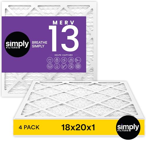 Simply 18x20x1 Air Filter, Merv 13, MPR 1500, 4 Pack, For Home AC Furnace & HVAC (Actual Size: 17.75