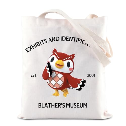 KUIYAI ACNH Merchandise Inspired Tote Bag Celeste Loves Gift Owl Shoulder Bag Animal Villagers Gift Video Gamer Canvas Bag (Blather’sMuseumToteS)