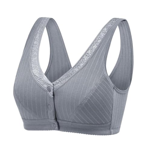 Consejos y comparativas para Comprar Corpiño talla grande que Puedes comprar On-line. 35 brasier de talla grande con hebilla frontal abierta, sin aros, chaleco de encaje, hilo de algodón, ropa interior deportiva para mujeres y mujeres, Gris, F