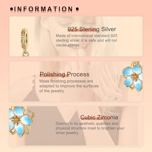 Image of S925 Sterling Silver Gold Plated Romantic Charms, Gifts for Mom Girlfriend Family on Valentine's Day Birthday Christmas Anniversary, Bracelet Necklace Bead Charm