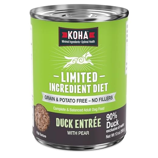 KOHA Limited Ingredient Diet Duck Entrée for Dogs - Sensitive Stomach Canned Dog Food - High Protein, No Fillers Pate Dog Food - 13 oz Pack of 12