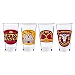 Silver Buffalo Yellowstone Multi Badge 4pc. 16oz. Pint Glass Set