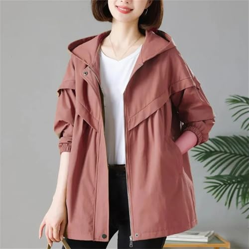 Women's Plus Size Hooded Trench Coat – Casual Loose Mid-Length Jacket For Spring And Fall3
