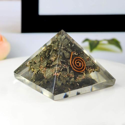 Image of Crystal Pyrite Pyramid | 2 Inch | Reiki Healing Stones | Handmade Spiritual Decor for Home and Office | Vastu Remedy for Success