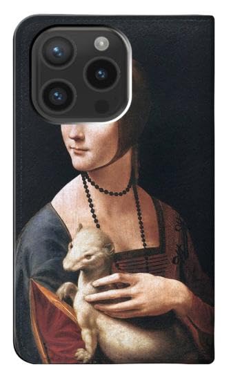 Housse cuir iPhone 15 Pro idée cadeau art Leonardo da Vinci - 2