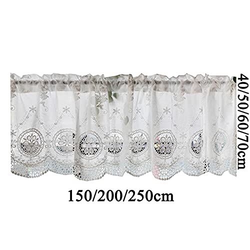 LUNEZY Tenda da Cucina, Tenda da bistrot Stile Country, Tenda da bistrot, Stile Country, Ricamata in Cotone, Tende da caffè per Bagno, Cucina, Piccole finestre, libreria, Guardaroba, sogg - Image 7