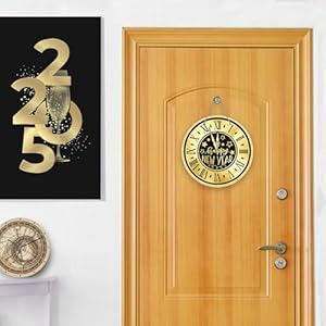 Deroro Happy New Year 2025 Clock Front Door Sign, Black Gold Celebration Wood Door Hanger Outdoor Outside Porch Decor, Golden Christmas Winter Party Wooden Wreath Indoor Wall Hanging Decoration Deroro Happy New Year 2025 Clock Front Door Sign Black Gold Celebration Wood Door Hanger Outdoor Outside Porch Decor Golden Christmas Winter Party Wooden Wreath Indoor Wall Hanging Decoration